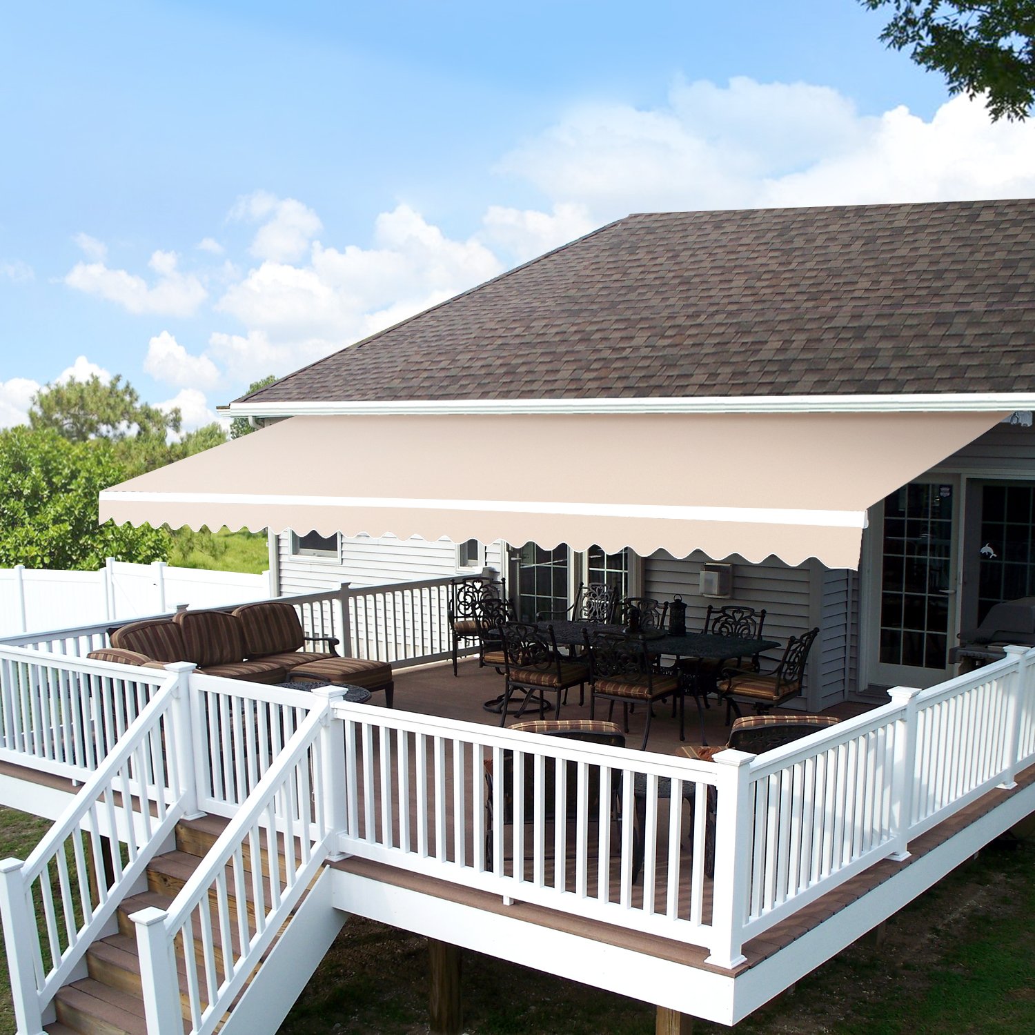 MCombo 12x10 FT Manual Retractable Patio Window Awn